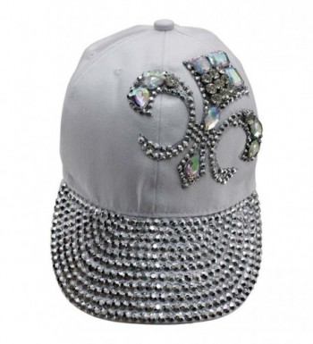 White Baseball Cap Rhinestone Fleur