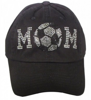 Bling Rhinestone Baseball Mom Black Cadet Cap Hat Sports Military - Soccer Mom - CR184D9G8IG