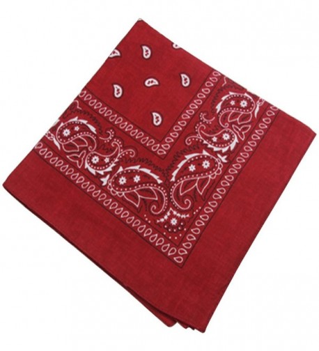 Printing Head Scarf Cotton Small Square Hair Wrap Burgundy for Women Men - CM1802Y822W