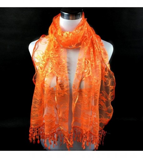 Scarves Saingace Tassel Flower Orange in Fashion Scarves