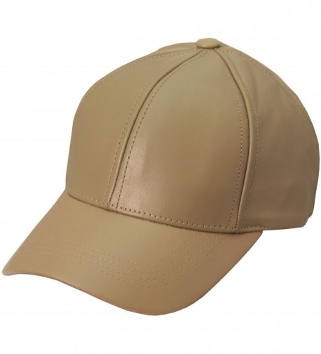Genuine Leather Baseball Cap Hat Made In The USA (Khaki) - CJ119TIUUNX