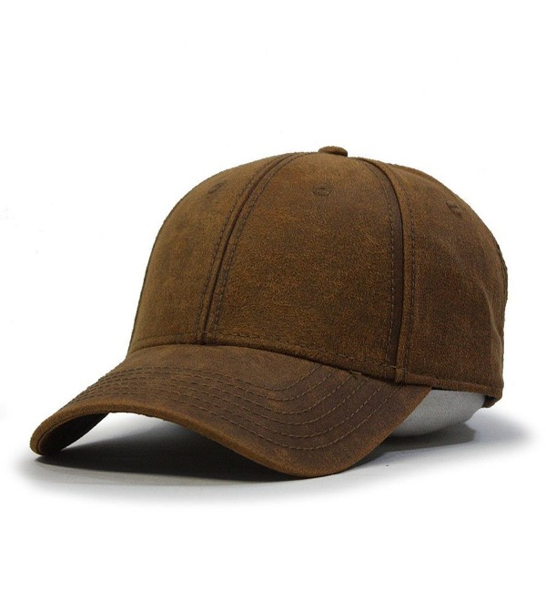Heavy Washed Wax Coated Adjustable Low Profile Baseball Cap - Caramel Brown - C212H7O5233