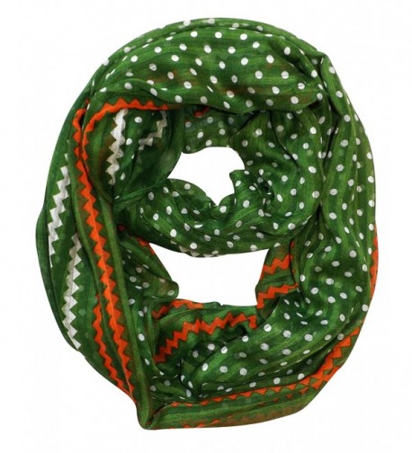 Peach Couture Chic Polka Dot And Chevron Sheer Infinity Loop Scarf - Green - CI11UQATOHF