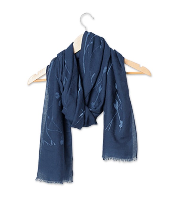 Tickled Pink Long Lightweight All Season Floral Sheer Scarf- 30 x 70" - Navy - CV184WEA83Y