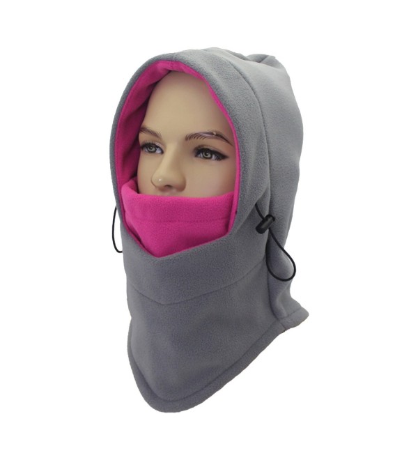 Leories Balaclava Face Ski Mask - Motorcycle Fleece Hood/Neck Warmers/Hat Mens Womens - Grey pink - C8187NUHZE0