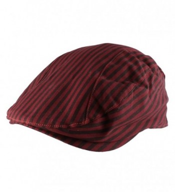Morehats 100% Striped Cotton Newsboy Cap Gatsby Golf Hat - Red - C911X5VXKHX