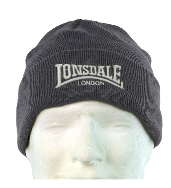 Lonsdale Men&acutes Beanie Embrioded Logo Pull Down Hat Cap - Grey - CS11VJ4MMRR