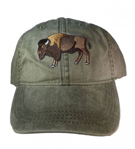 ECO Wear Embroidered Wildlife Bison Buffalo Baseball Cap - C812KQE76FN