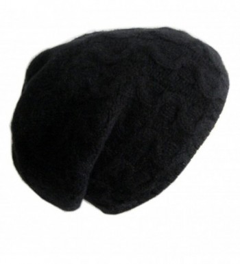 Frost Hats Luxurious Trendy Cashmere Slouchy Hat For Women Cable Beanie CSH-735 - Black - CF11VMWGTMZ
