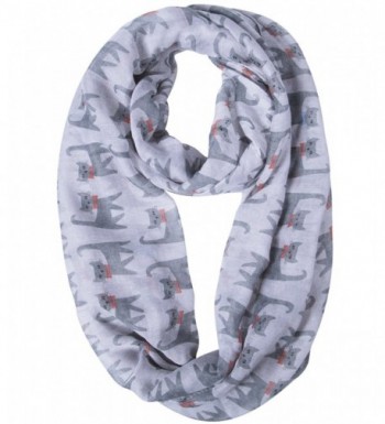 Fasker Womens Cartoon Cat Fox Owl Print Animal Sheer Infinity Circle Loop Scarf - Cat - Gray - C4189I6EQR6