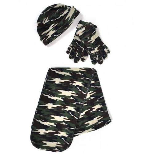 Solid Color Polyester 3 Piece Fleece Hat- Scarf & Glove Women's Winter Set - Camo - CH12O7QOJ8V