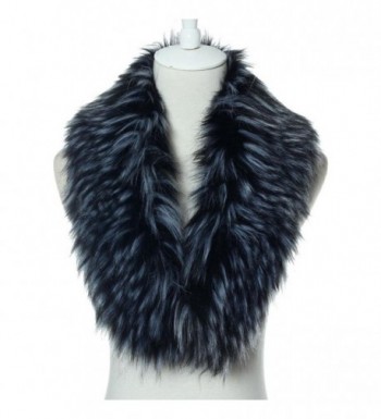 HP95(TM) Womens Warm luxury Faux Fox Fur Fluffy Collar Wrap Scarf Neck Shawl - Black - C4128DY5259