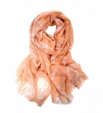 Scarfand Seahorse Print Light Scarf - Peach - CB11WLS47ZF