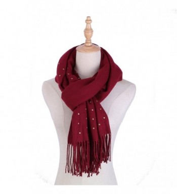 SHAREWIN Winter Super Soft Blanket Scarf with Rivet -Soft Pashmina Long Scarf for women - 06red - CI188T8G929