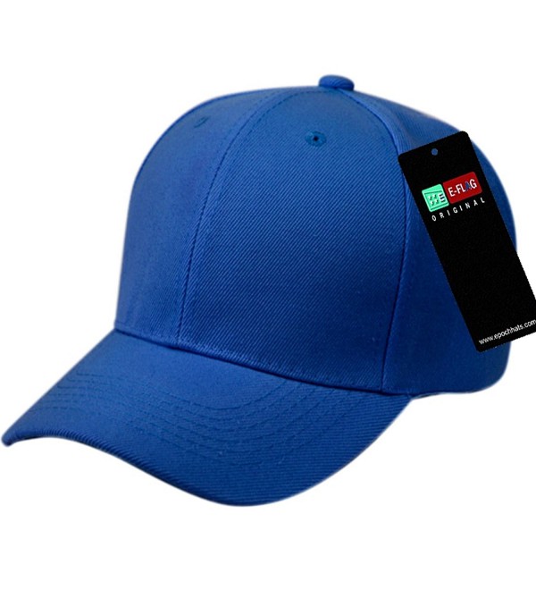 E-Flag Plain Baseball Cap Blank Hat Hats Solid Color Velcro Adjustable - Royal - C212NTC84HC