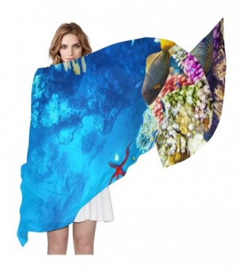 Women Corals And Tropical Fish Scarf- JSTEL Elegant Fashion Ladies Soft Wrap Shawl Chiffon Neckerchief - CX186KH4O49