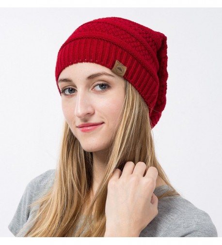Slouchy Cable Beanie Maroon CL12MJ4WF4Z