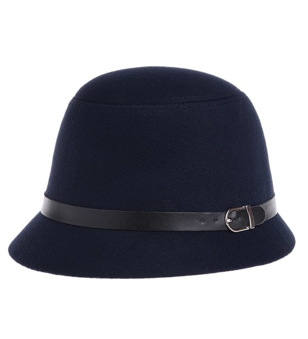 VBIGER Bowler Hat Fedora Derby Hats Vintage Cloche Hats Bucket Hats For Women - Dark Blue - CB124KAE7AT