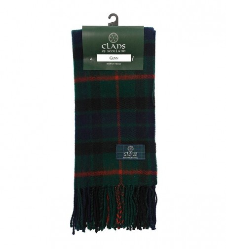 Clans Of Scotland Pure New Wool Scottish Tartan Scarf Gunn (One Size) - C7123H49XVJ