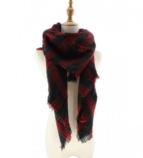 Jiao Miao Women's Soft Tartan Scarf Winter Large Blanket Wrap Shawl - 170801-red - CZ18695ELAW