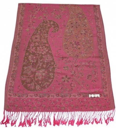 CJ Apparel Jammu Design 2 Ply Reversible Shawl Pashmina Scarf Wrap Seconds NEW - Pink - CY128HUS6ON