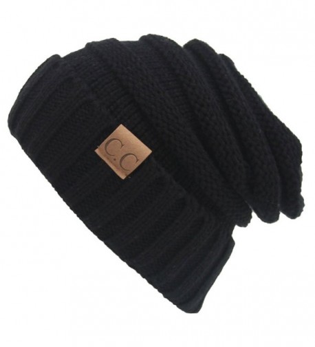 AIJIAO Winter Hats Women Cap Crochet Knit Thermal Slouchy Beanie Hat - Black - CT12N36PWOV