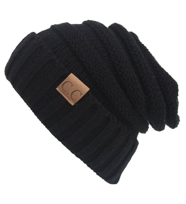 AIJIAO Winter Hats Women Cap Crochet Knit Thermal Slouchy Beanie Hat - Black - CT12N36PWOV
