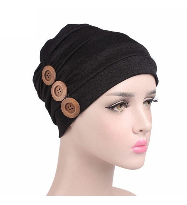 DEESEE Women Cancer Chemo Hat Beanie Scarf Muslim Turban Head Wrap Cap - Black - CI185K9TS9Y