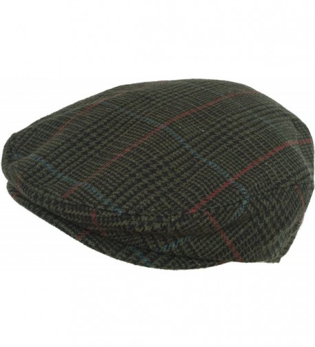 Plaid Wool Blend Ivy Scally Cap Houndstooth Driver Hat Newsboy Flat - Green - CR1297M7TVL