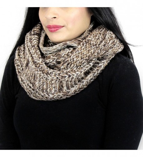 Vintage Tone Knitted Infinity Scarf - Brown and Khaki - CV125VM1ZE3