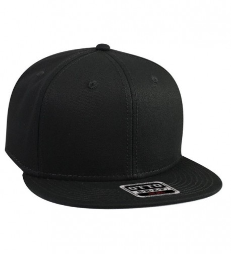 Otto Snap Cotton Twill Round Flat Visor 6 Panel Pro Style Snapback Hat - Black - C912FN5VXHR