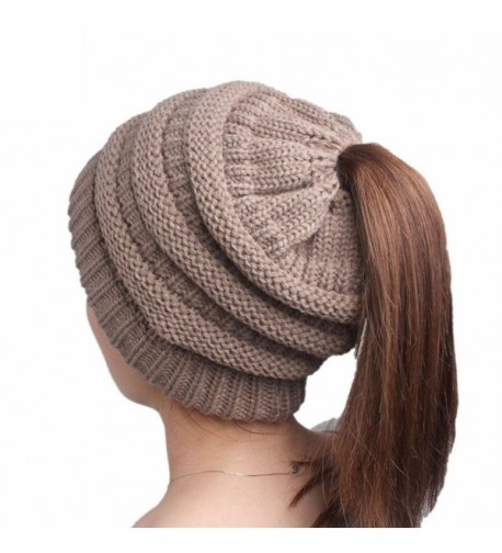 Connia Women Knitting Cancer (TM) Ladies Beanie Turban Head Wrap Cap Pile Cap - Khaki - CV188RNR82A