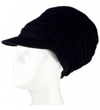 SSK Rasta Dread Knit Tam Hat - "Dreadlocks Cap" (Medium Length Solid Black- with Brim) - CC11QS0T40P