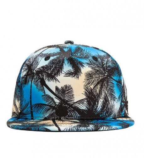 Vintage Coconut Tree Print Fitted Flat Bill Hats Cool Snapback Hip Hop ...