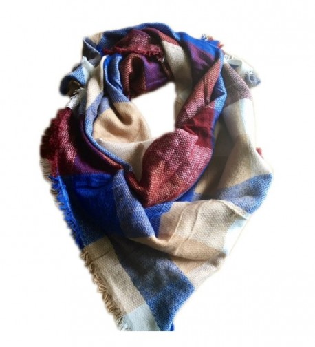 Fashionable Fall or Winter Plaid Blanket Scarfs Multiple Styles! - Cobalt & Tan Plaid - C718760QCD6