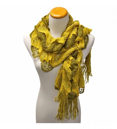 Mustard Yellow Feminine Ruffled Winter in Cold Weather Scarves & Wraps