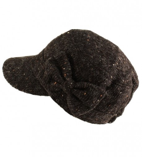 Ladies Cute Bow Space Dye Speckled Knit Cadet Castro GI Visor Cap Hat - Black - CU125SNOR3L