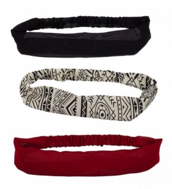 Lux Accessories Zebra Print Lace Black Red White Stretch Headband Set - Zebra Print Lace - CE120QGPOX7