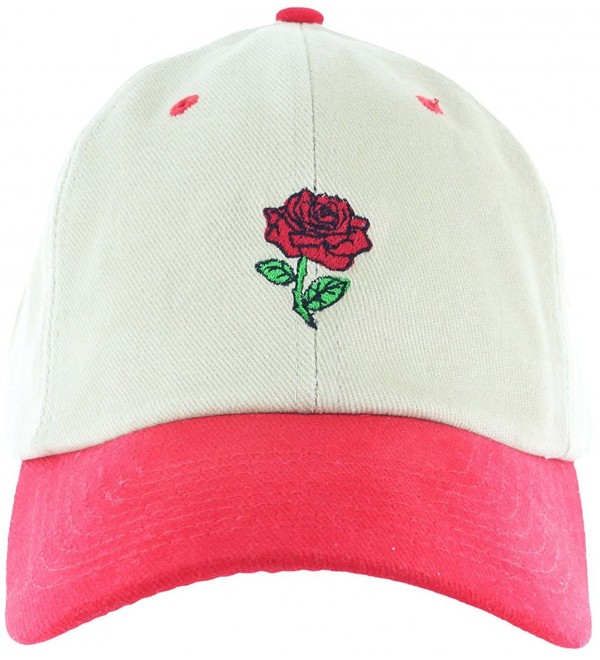 Rose Dad Hat Cap Rose Flower Hat Embroidered Adjustable Baseball Cap - Khaki.red.strapback - CZ12MAIT5SJ