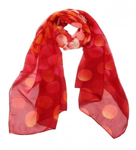 Deamyth Women Chiffon Scarf Dots Printing Long Shawl Wrap Stole Headscarf Fall Winter - Watermelon Red - CE12O9AM200