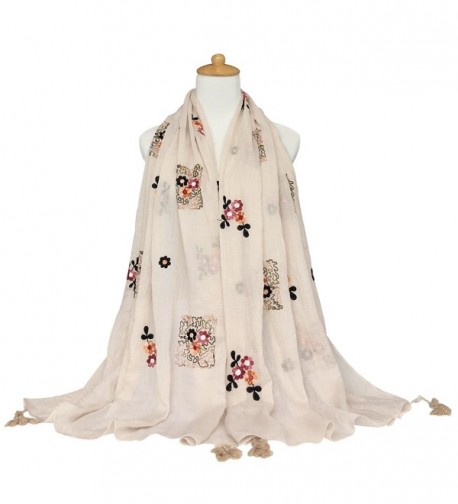GERINLY Scarves Fragrant Flowers Embroidery in Fashion Scarves