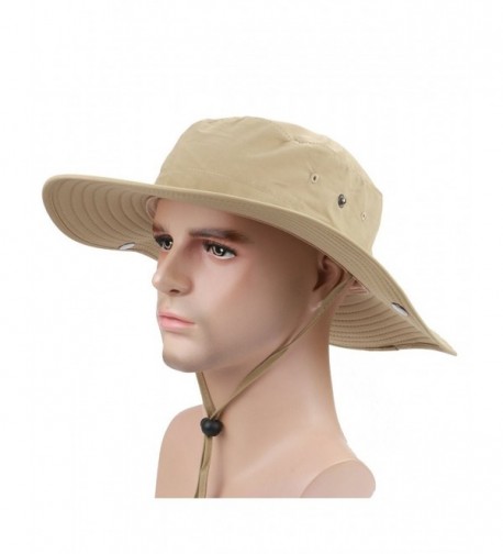 YOYEAH UPF50 + UV-Cut Safari Hat Adventure Hat Brim Wide Fashion Hat Hat Men - Khaki - CA12IA5VSXF