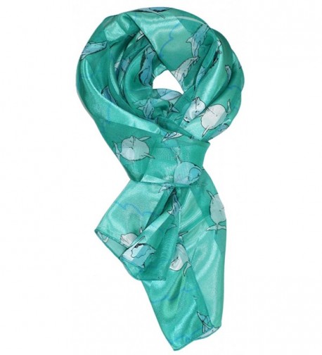 Ted and Jack - The Deep Blue Sea Dolphin Print Silk Feel Scarf - Sea Green - C812CLPM3IF