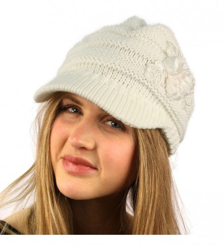 Winter Floral Chunky Stretchy Hat