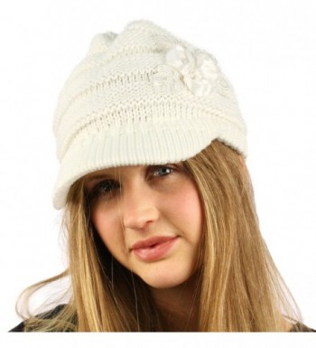 Winter Floral Chunky Stretchy Hat in Women's Skullies & Beanies