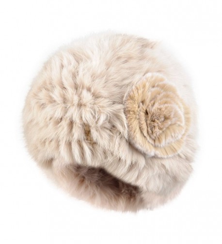 Kenmont Autumn Winter Women Lady 100% Real Rabbit Fur Hand Knit Beanie Hat Cap - Beige - CP11R5HWZA5