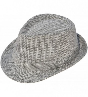 Mens/Womens Vintage Structured Stain-Resistant Wool Blend Fedora Hat - Black/ White - CM180DCDZDH