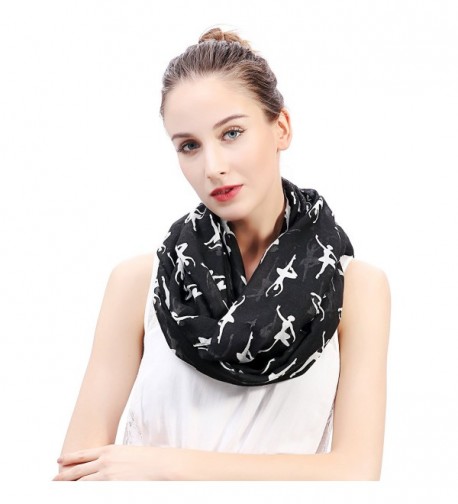 Lina & Lily Ballerinas Dancers Print Women's Infinity Scarf Lightweight - Black - CN18495GKY3