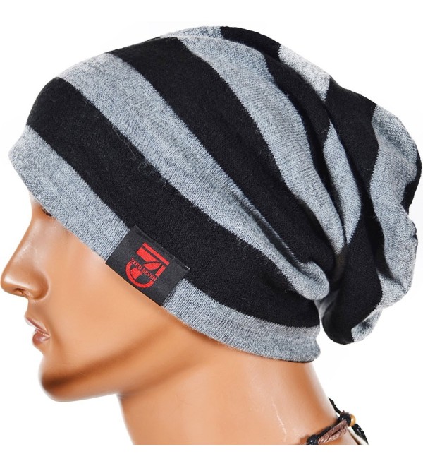 Unisex Toweling Slouch Beanie Hat Knit Skull Cap B0744 - Black - CF11NELJDBL