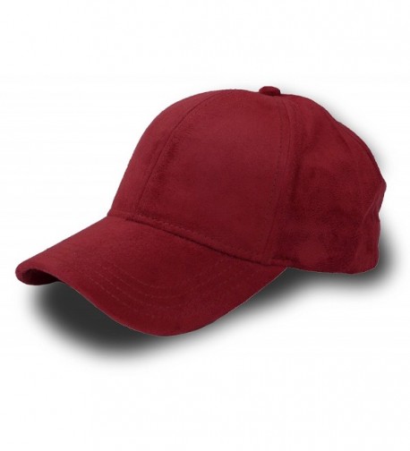 Fashion Faux Suede 6 Panel Adjustable Baseball Cap - Burgundy - C712IJQVDQD